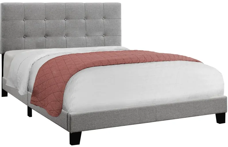 Grey Linen Tufted Queen Bed
