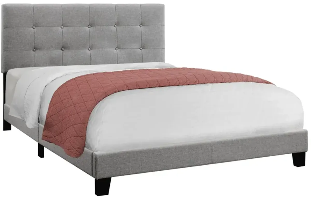 Grey Linen Tufted Queen Bed