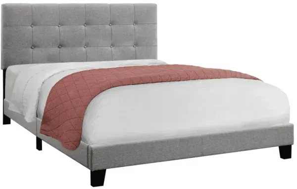 Grey Linen Tufted Queen Bed