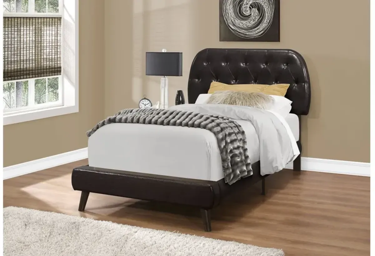 Tracey Brown Faux Leather Twin Bed