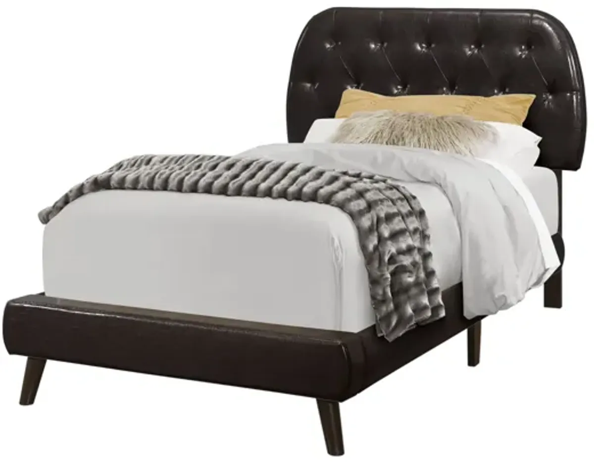 Tracey Brown Faux Leather Twin Bed