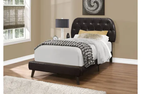 Tracey Brown Faux Leather Twin Bed