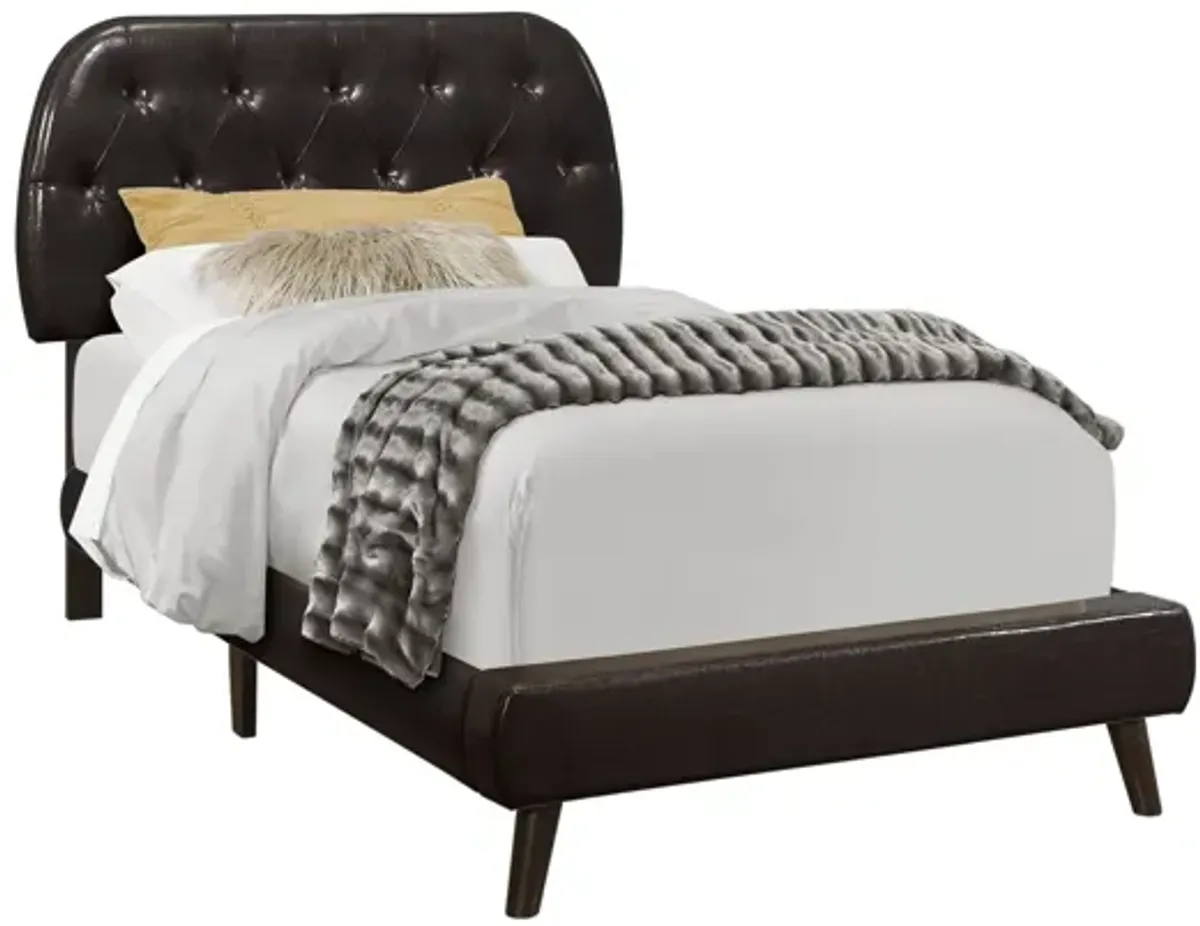 Tracey Brown Faux Leather Twin Bed