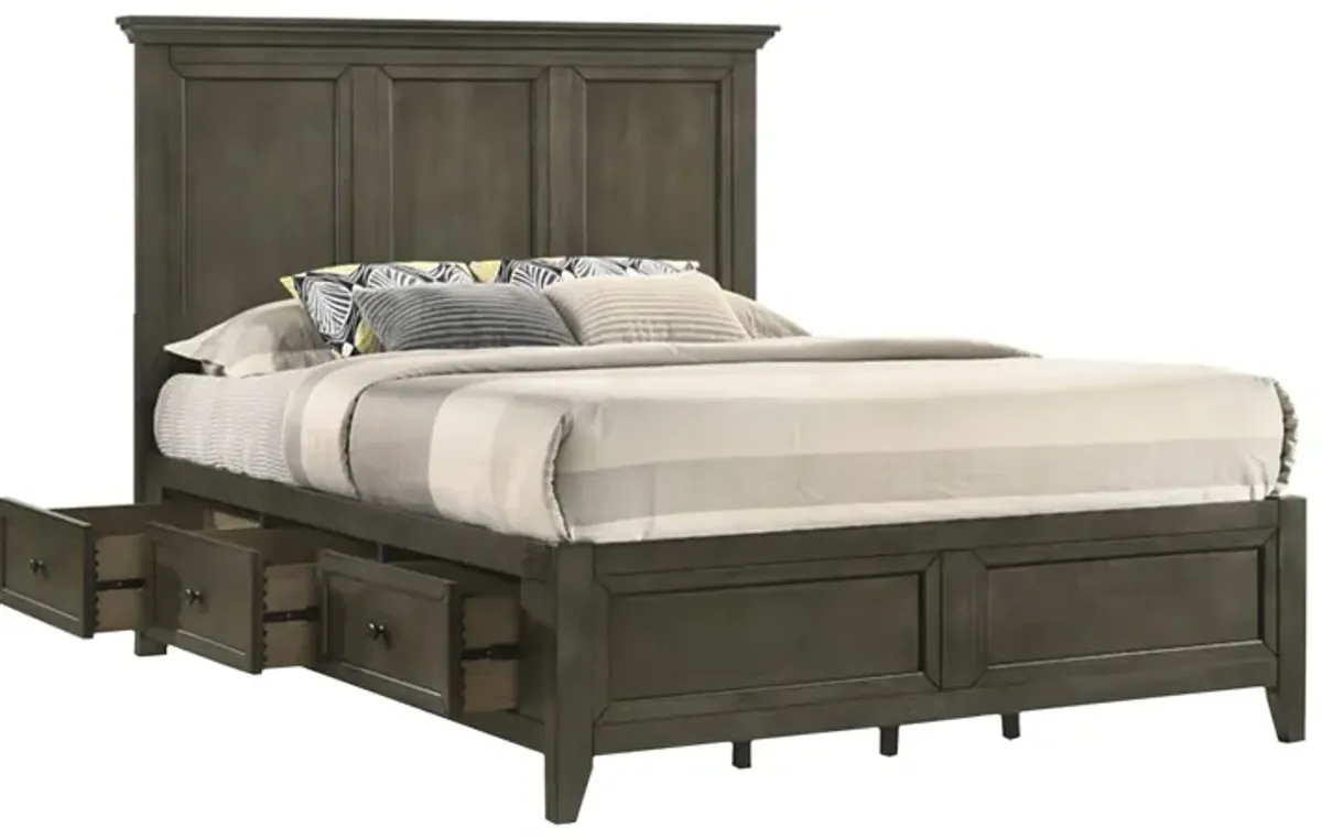 San Mateo Grey Queen Storage Bed