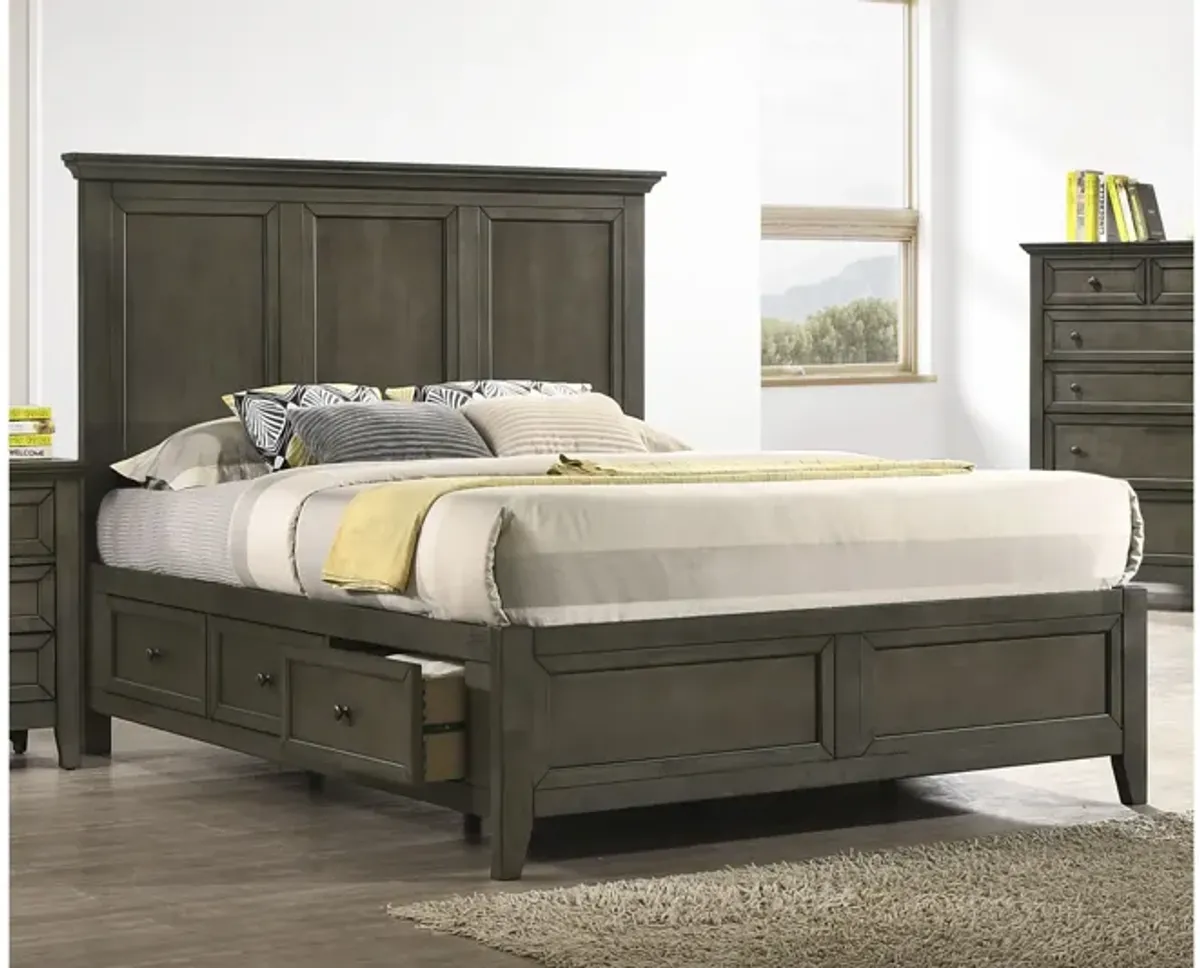 San Mateo Grey Queen Storage Bed