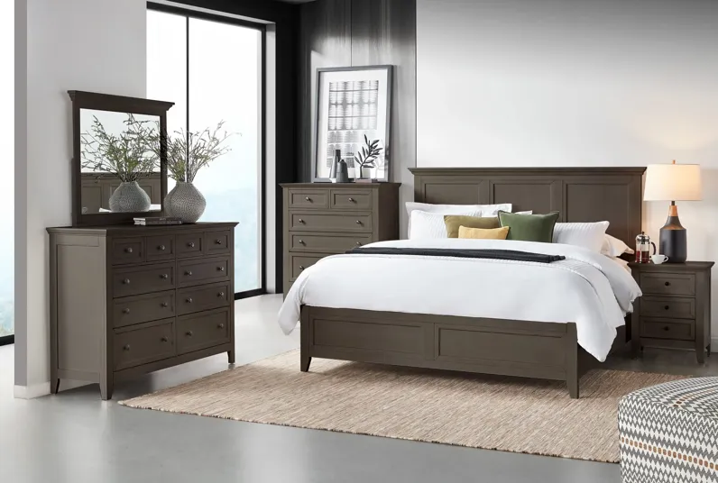 San Mateo Grey Solid Wood King Bed