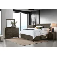 San Mateo Grey Solid Wood King Storage Bed