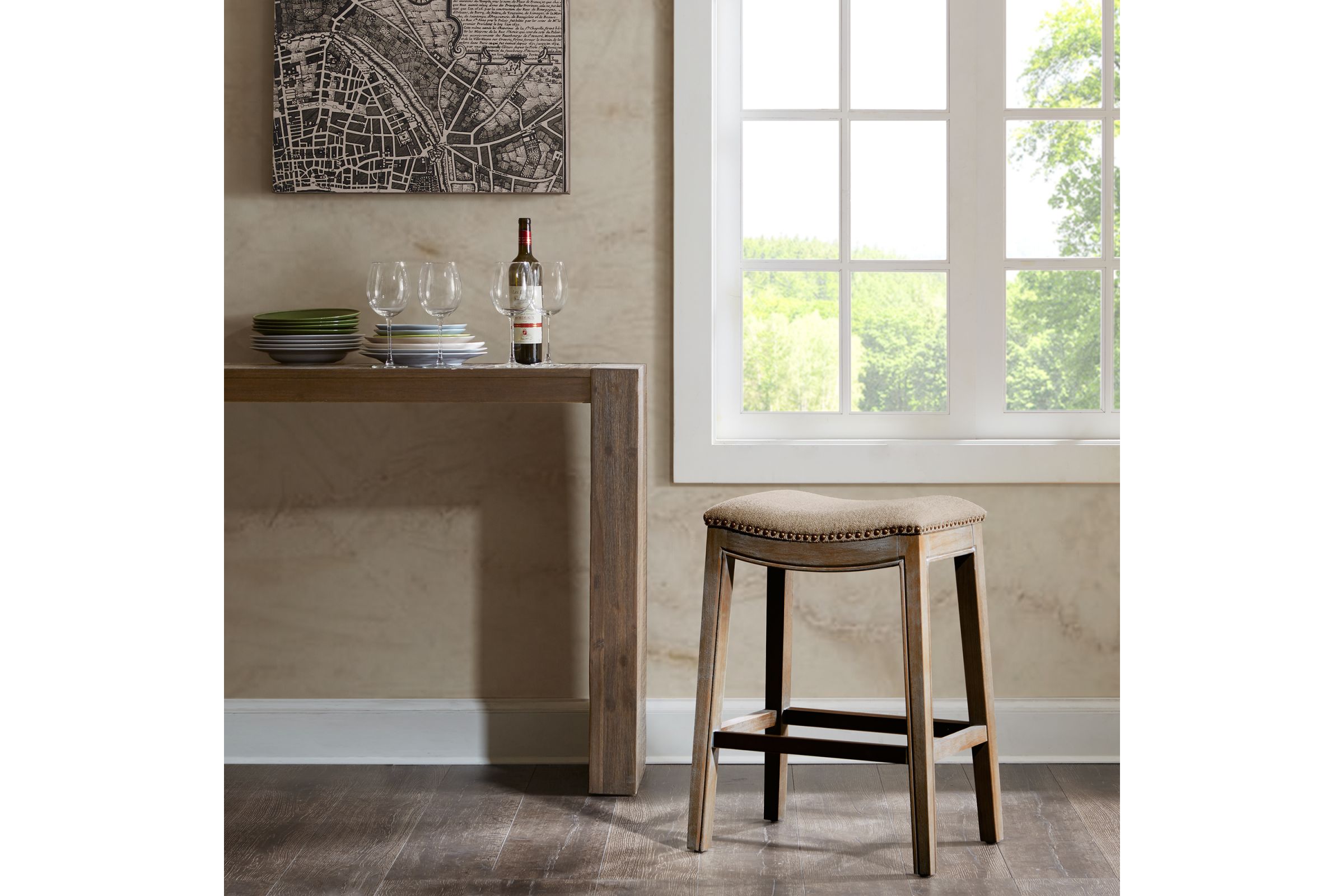 Belle Saddle Counter Stool in Linen