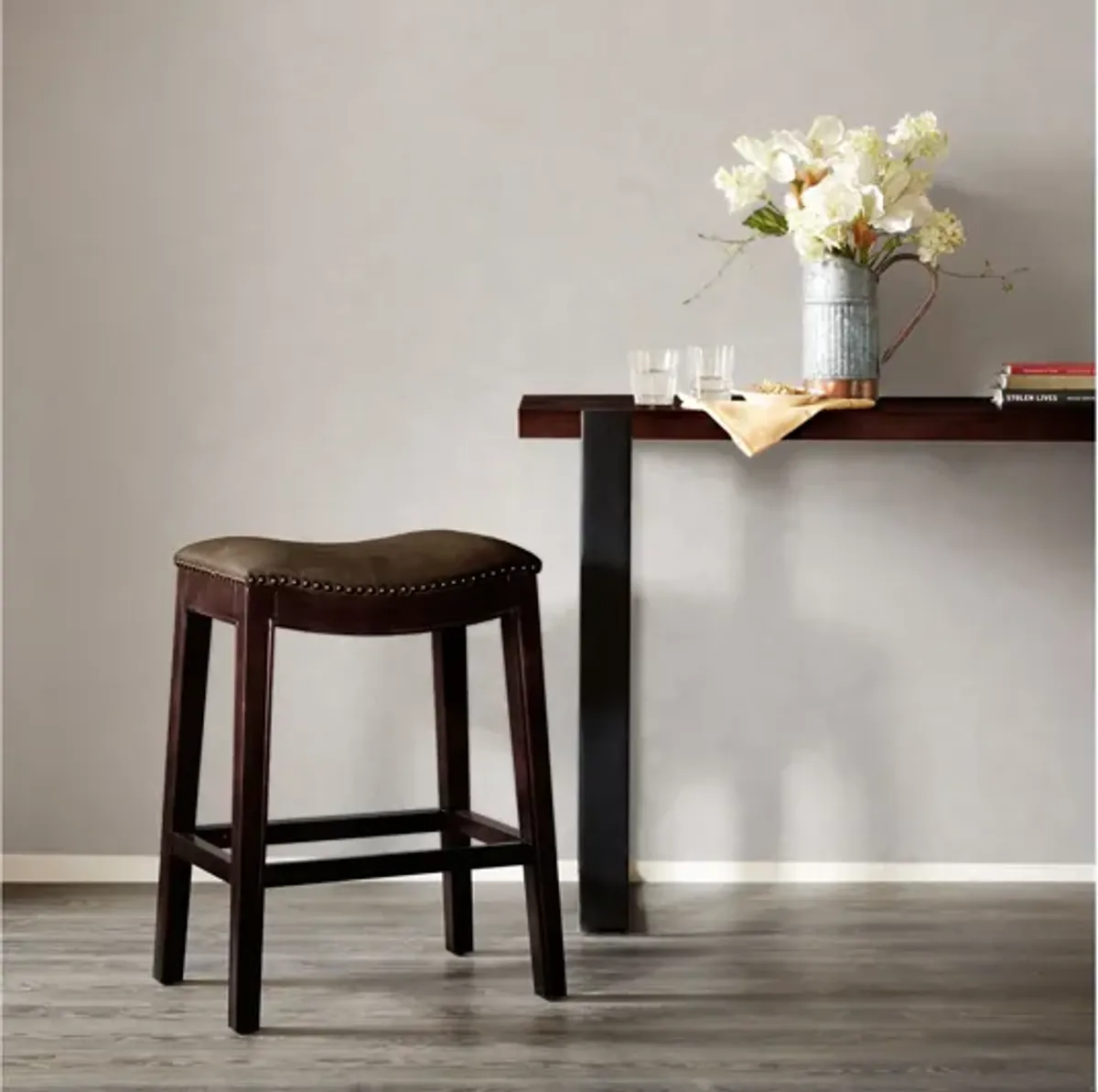 Belle Saddle Counter Stool in Brown