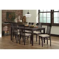 Anni Solid Maple Table with Driftwood Finish + 6 Upholstered Chairs by Gascho