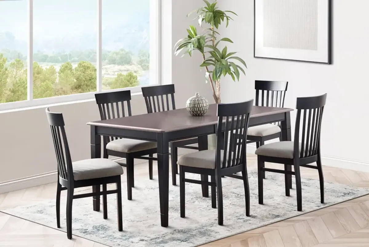 Anni Dining Table with Driftwood Finish + 6 Upholstered Chairs by Gascho