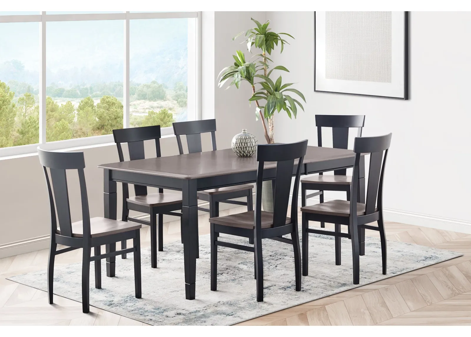 Anni Dining Table with Driftwood Finish + 6 Wood Chairs by Gascho