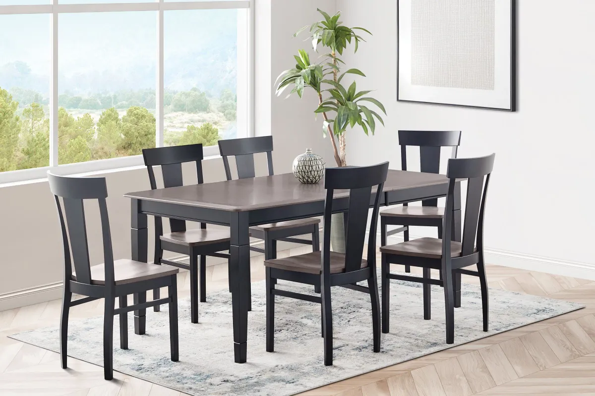 Anni Dining Table with Driftwood Finish + 6 Wood Chairs by Gascho