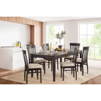 Anni Solid Maple Table with Auburn Finish + 6 Upholstered Chairs by Gascho