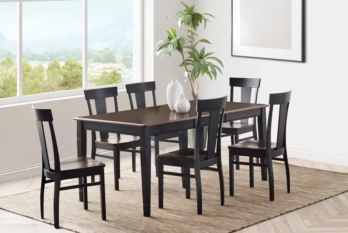 Anni Solid Maple Dining Table with Auburn Finish + 6 Wood Chairs by Gascho