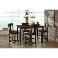 Anni Solid Maple Gathering Table with Auburn Finish + 6 Wood Stools by Gascho