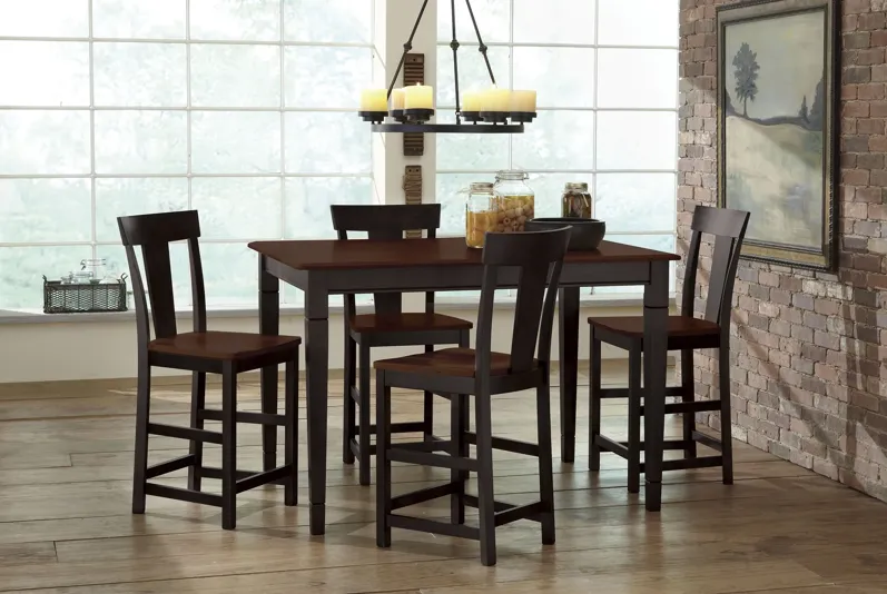 Anni Solid Maple Gathering Table with Auburn Finish + 6 Wood Stools by Gascho