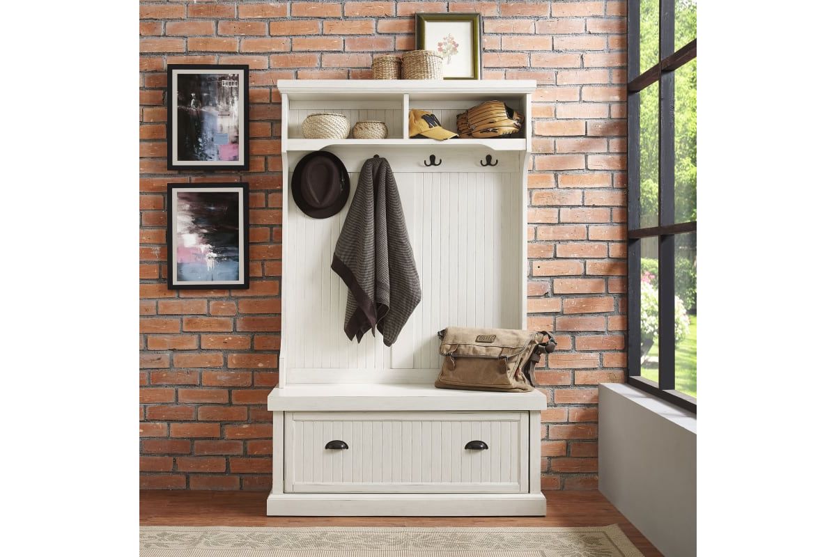 Seaside Hall Tree Distressed White