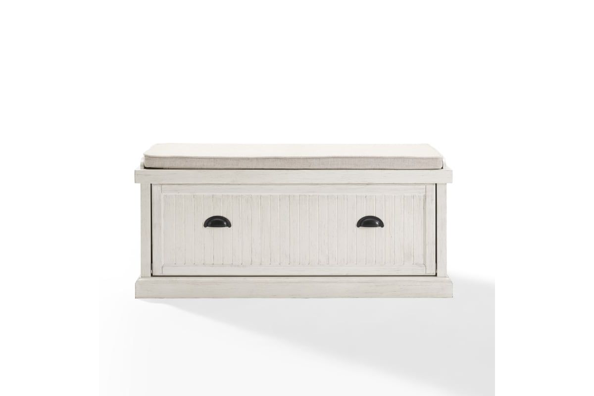 Seaside Entryway Bench Distressed White