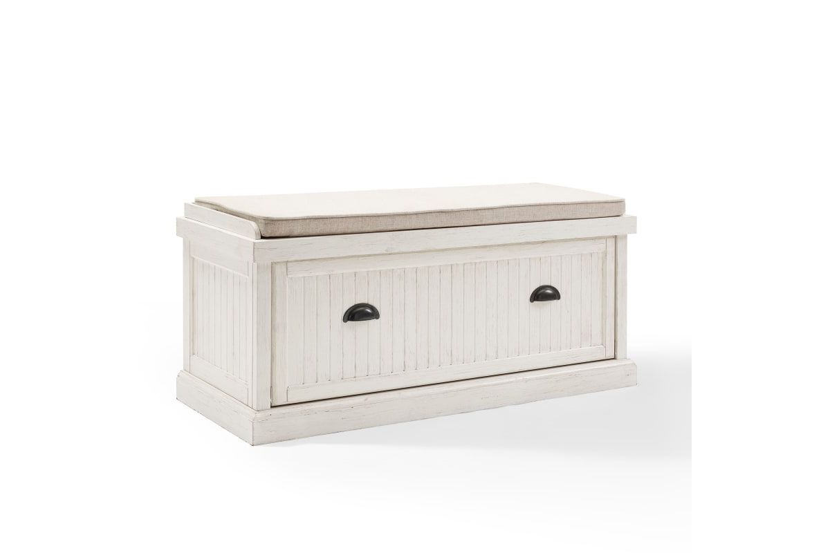 Seaside Entryway Bench Distressed White