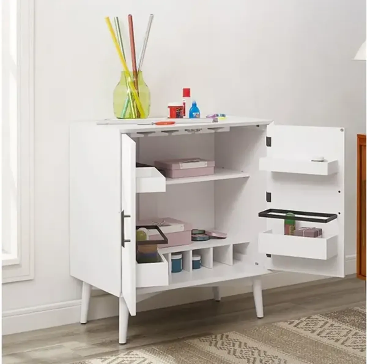 Landon Bar Cabinet White