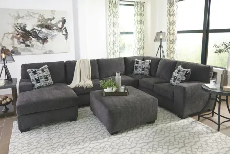 Peyton Smoke 3-Piece Sectional with Left Arm Facing Chaise + Ottoman by Ashley