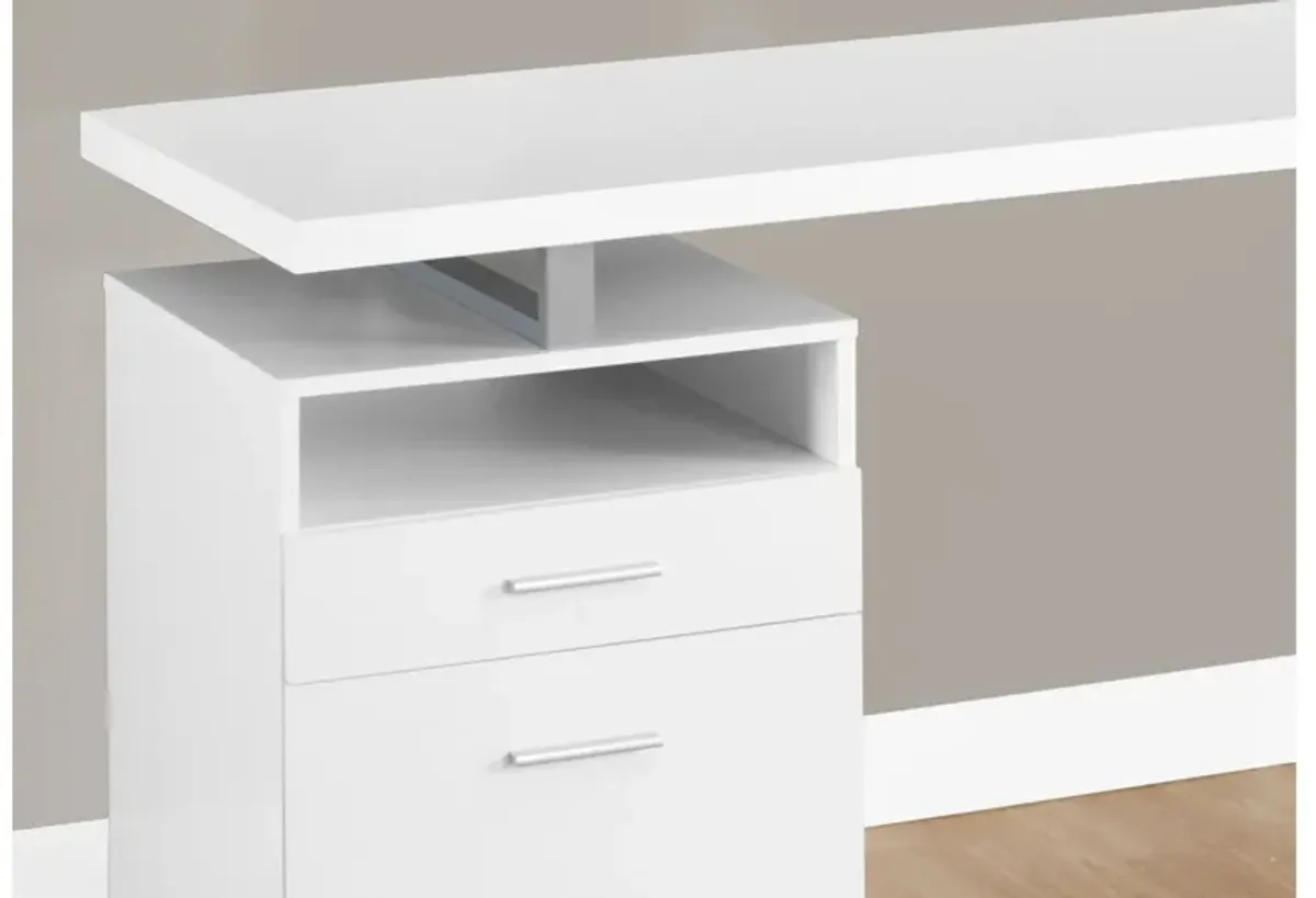 Computer Desk - 60"L / White / Silver Metal