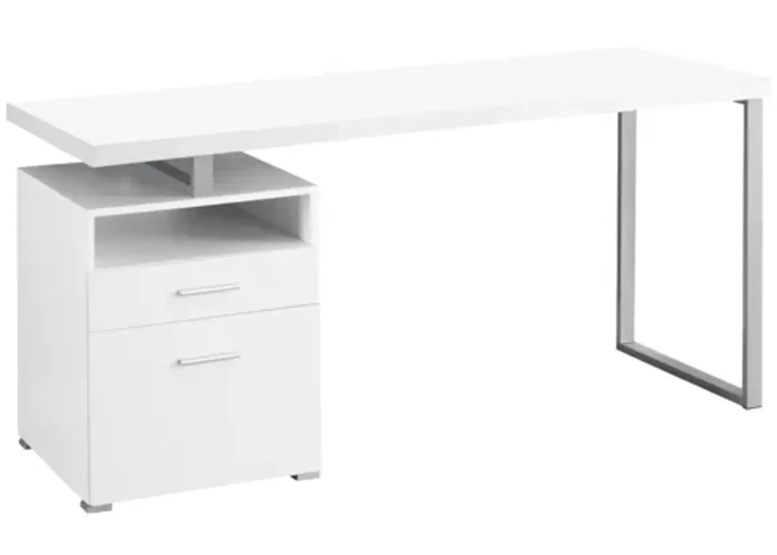 Computer Desk - 60"L / White / Silver Metal