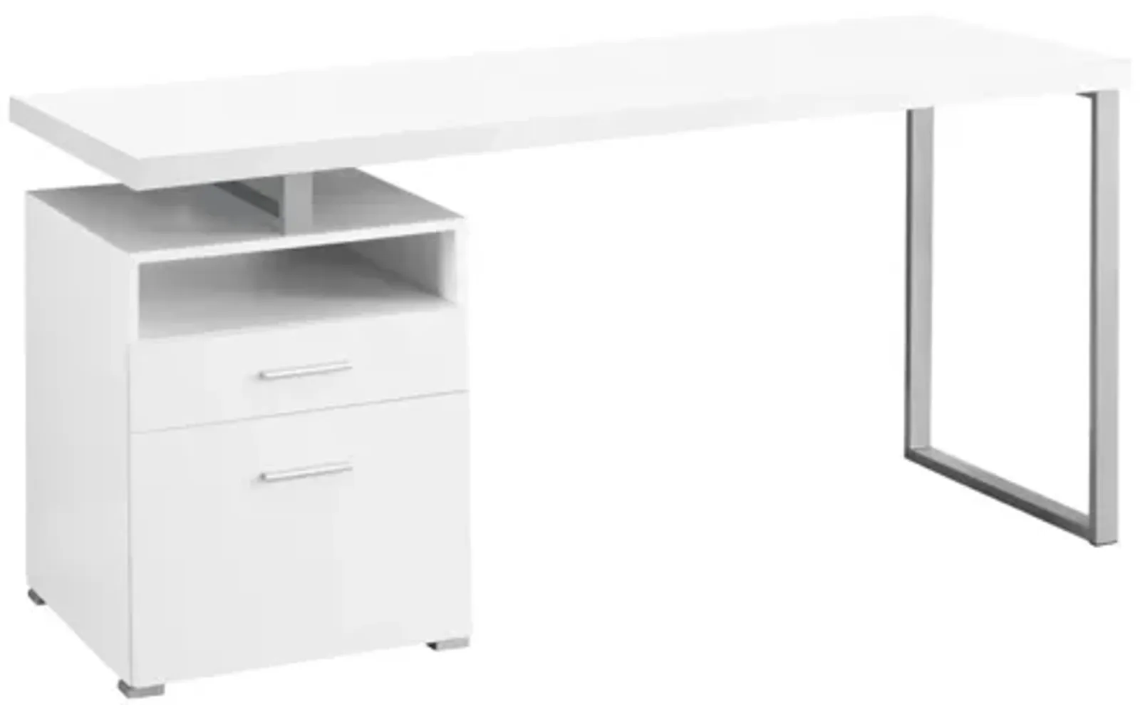 Computer Desk - 60"L / White / Silver Metal