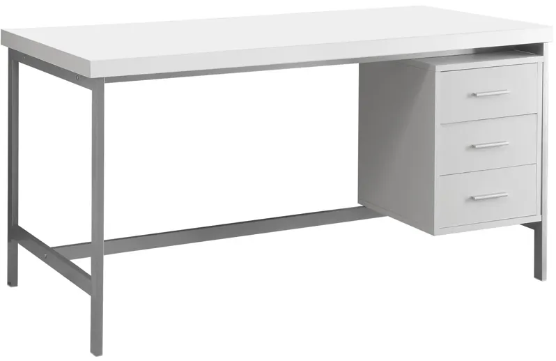 Computer Desk - 60"L / White / Silver Metal