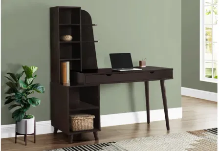 Kestrell 55" Espresso Computer Desk with Bookcase