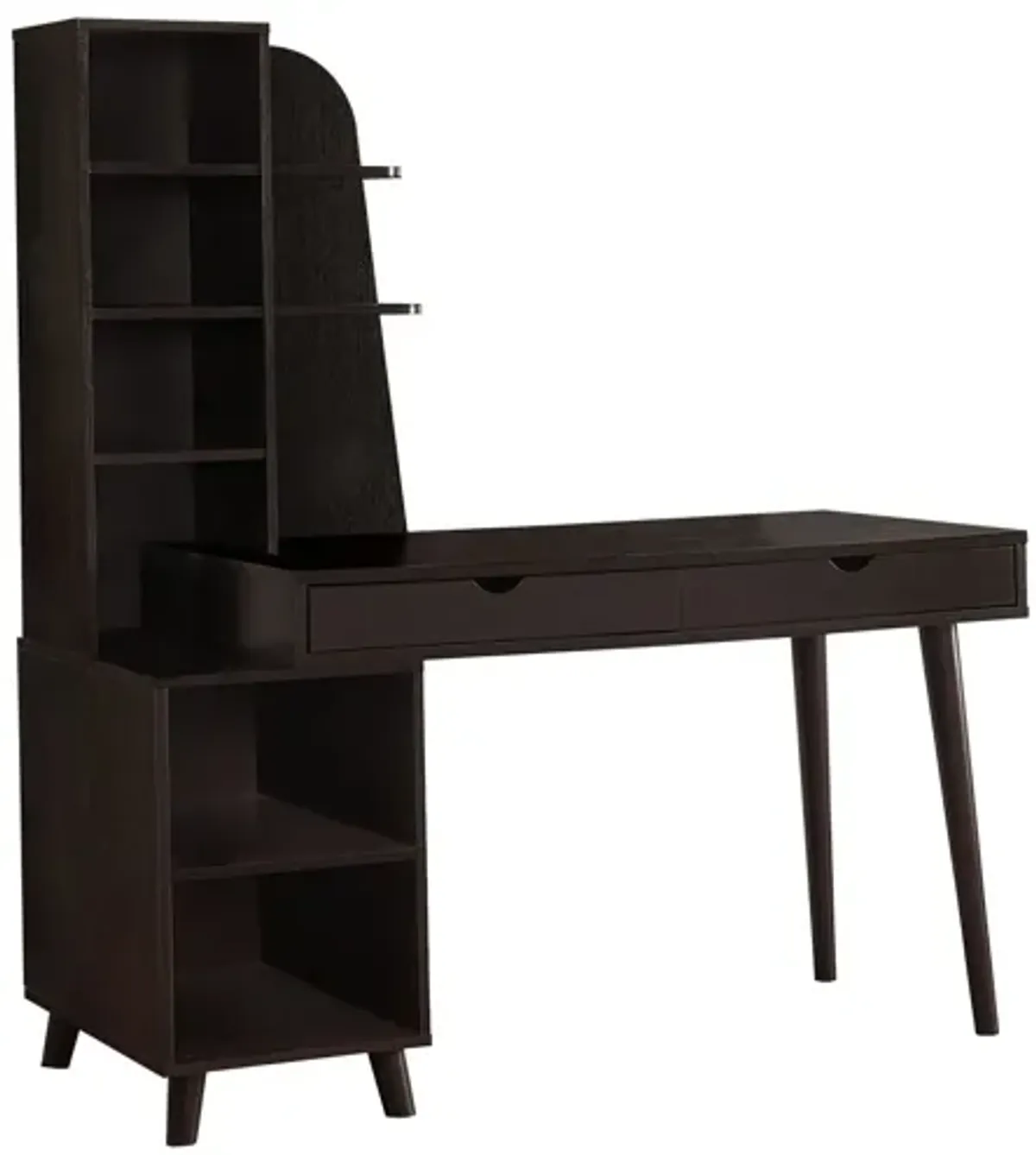 Kestrell 55" Espresso Computer Desk with Bookcase