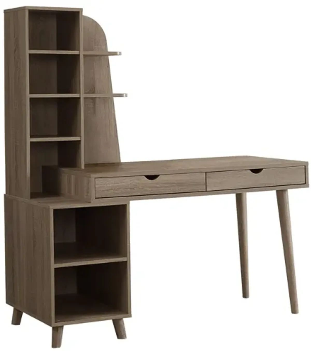 Kestrell 55" Dark Taupe Computer Desk with Bookcase