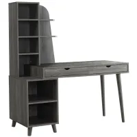 Kestrell 55" Grey Computer Desk with Bookcase