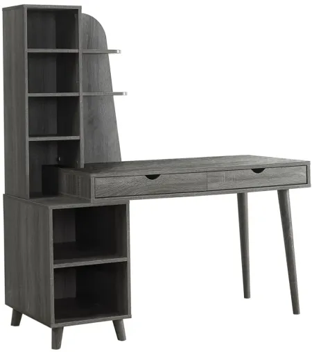 Kestrell 55" Grey Computer Desk with Bookcase