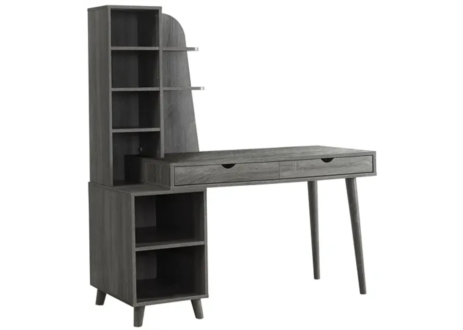 Kestrell 55" Grey Computer Desk with Bookcase