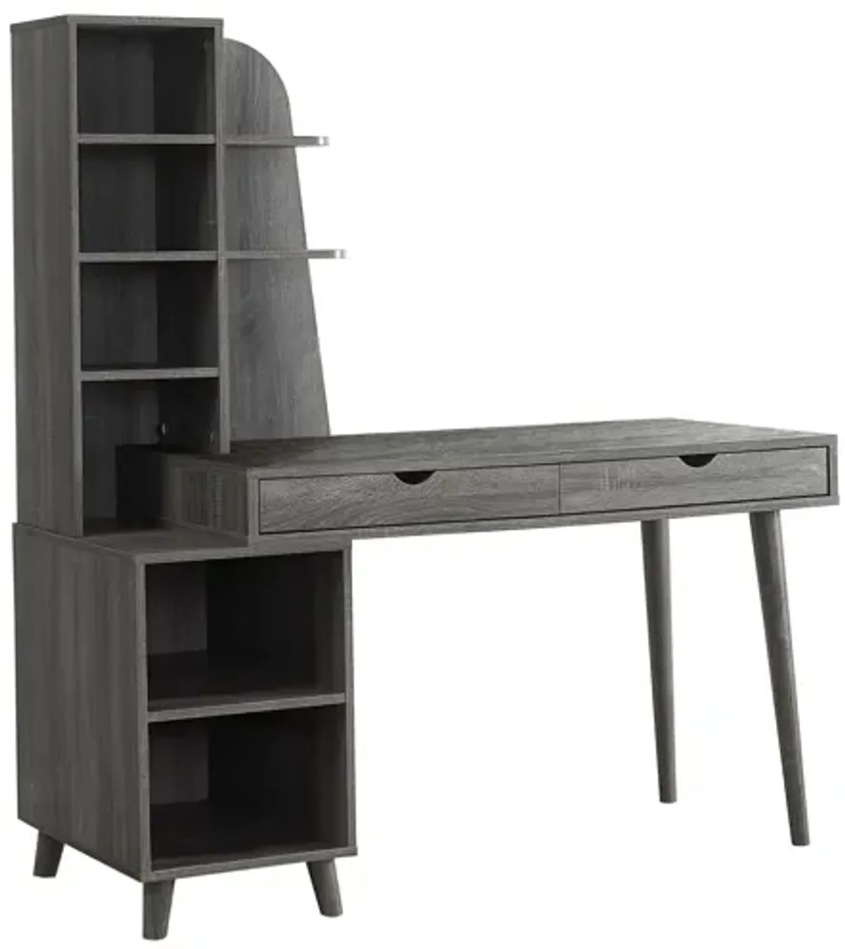 Kestrell 55" Grey Computer Desk with Bookcase