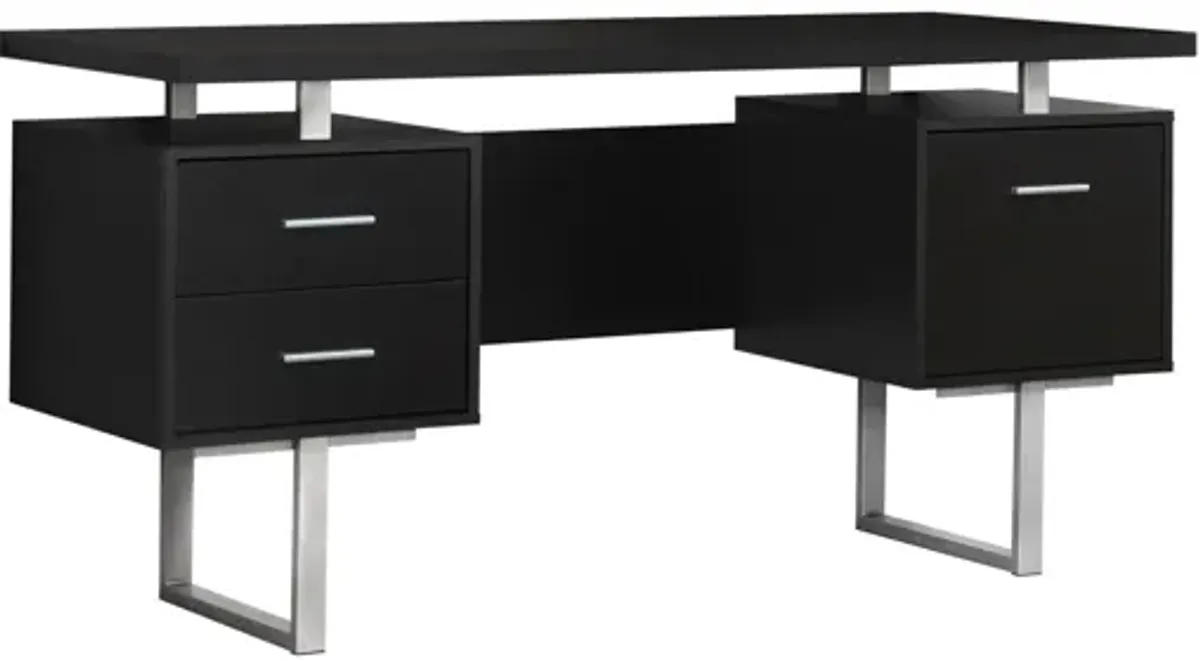 Computer Desk - 60"L / Espresso / Silver Metal