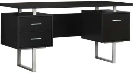 Computer Desk - 60"L / Espresso / Silver Metal