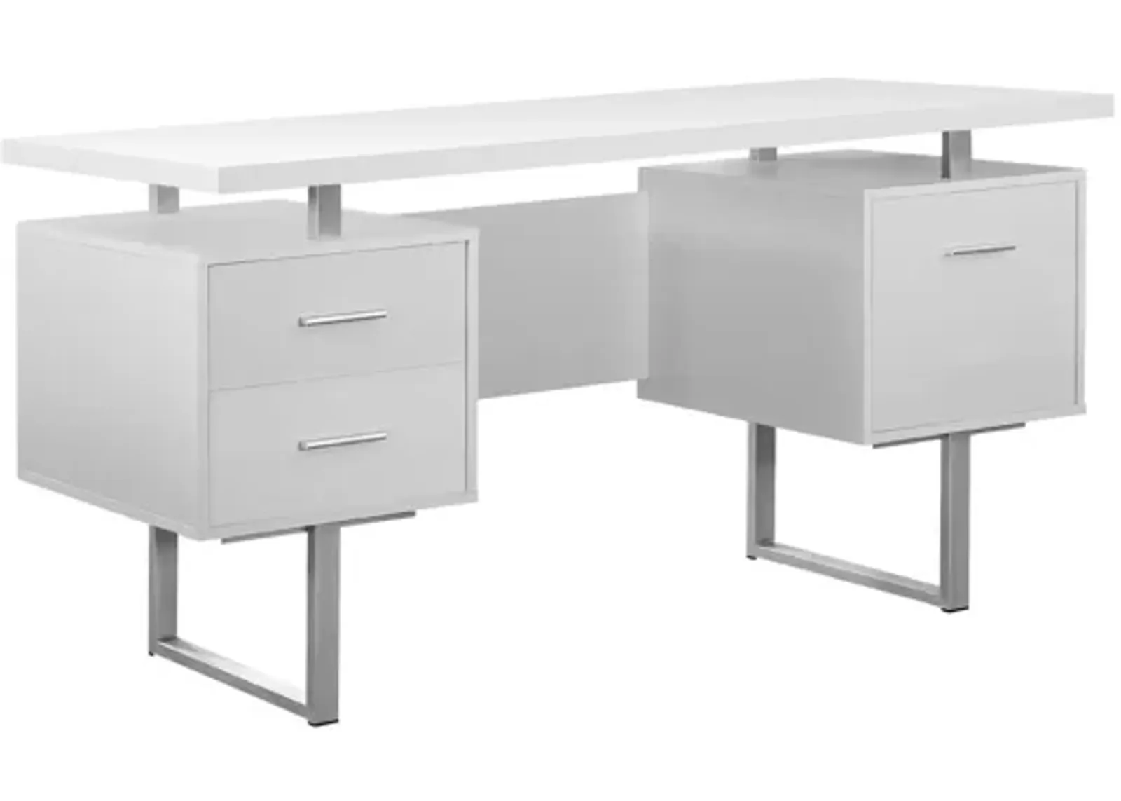 Computer Desk - 60"L / White / Silver Metal