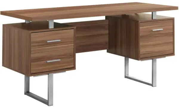 Walnut & Silver Computer Desk