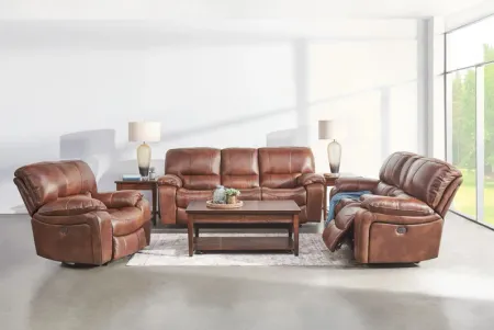 Dutton Leather Dual Power Reclining Console Loveseat