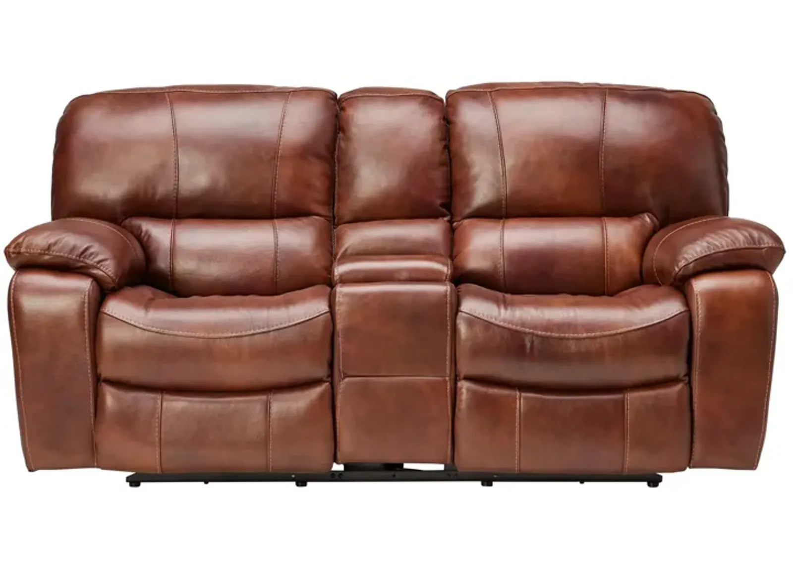 Dutton Leather Dual Power Reclining Console Loveseat