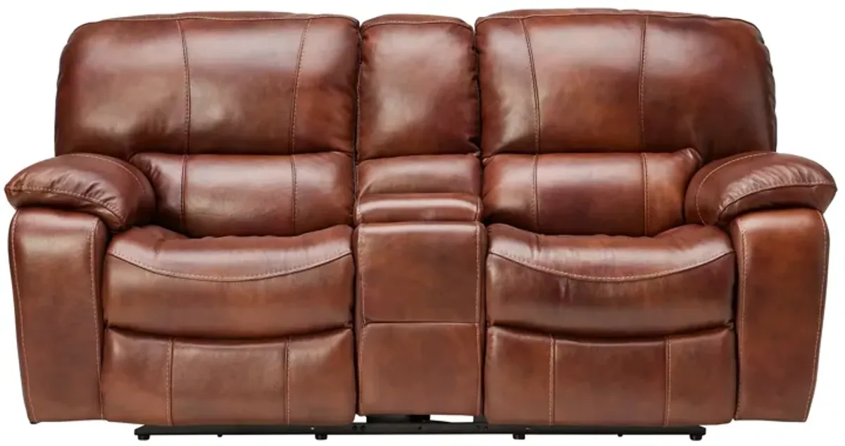 Dutton Leather Dual Power Reclining Console Loveseat