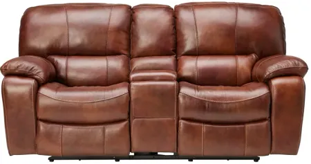 Dutton Leather Dual Power Reclining Console Loveseat