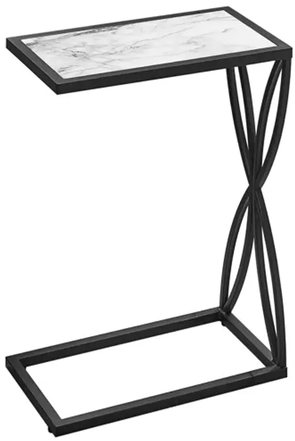 Verona 25" White Fuax Marble Accent Table