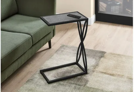 Accent Table - 25"H / Grey Stone-Look / Black Metal