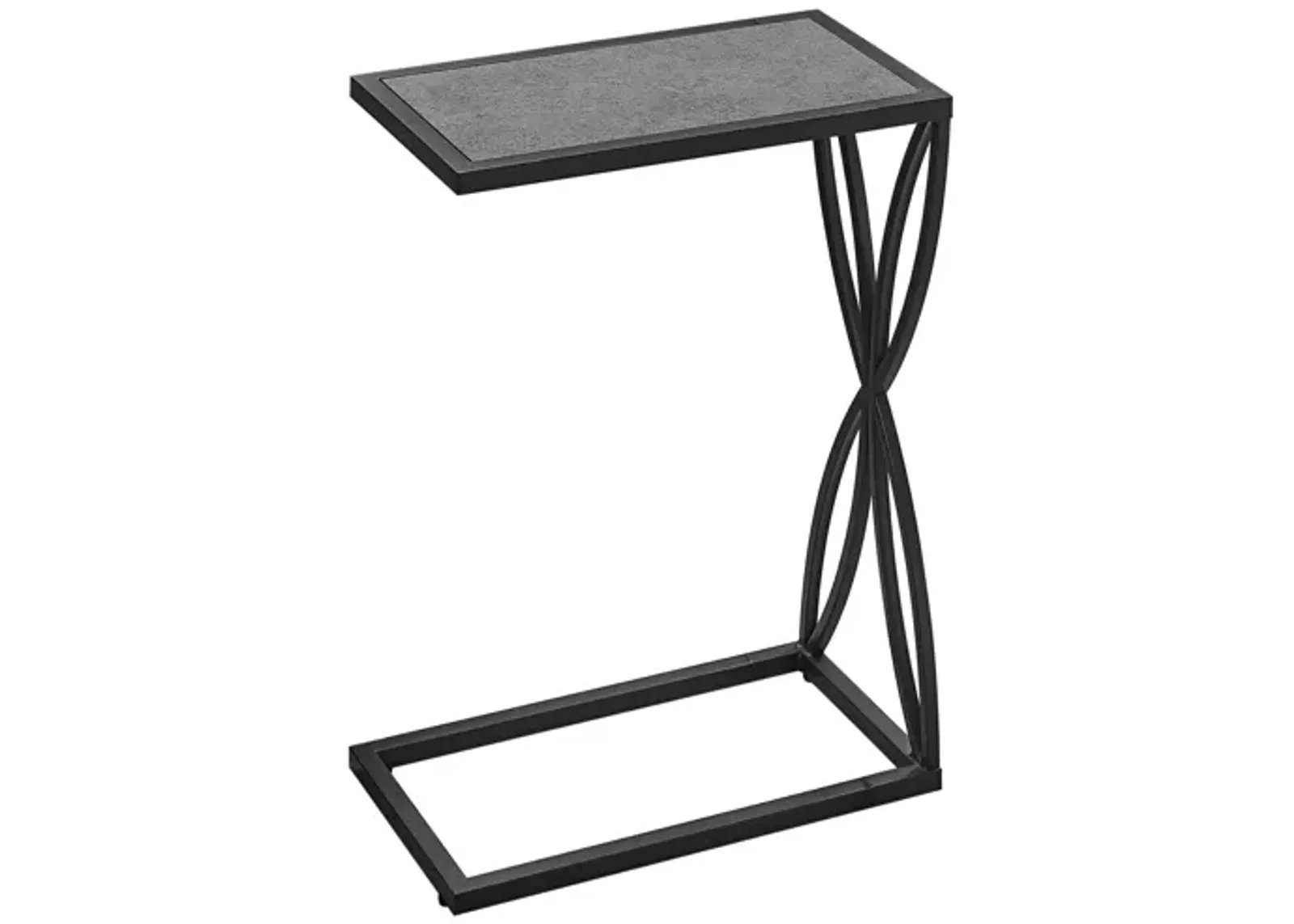 Accent Table - 25"H / Grey Stone-Look / Black Metal