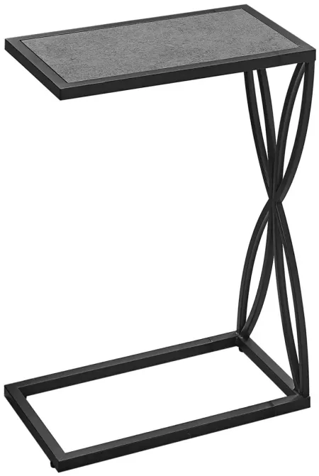 Accent Table - 25"H / Grey Stone-Look / Black Metal