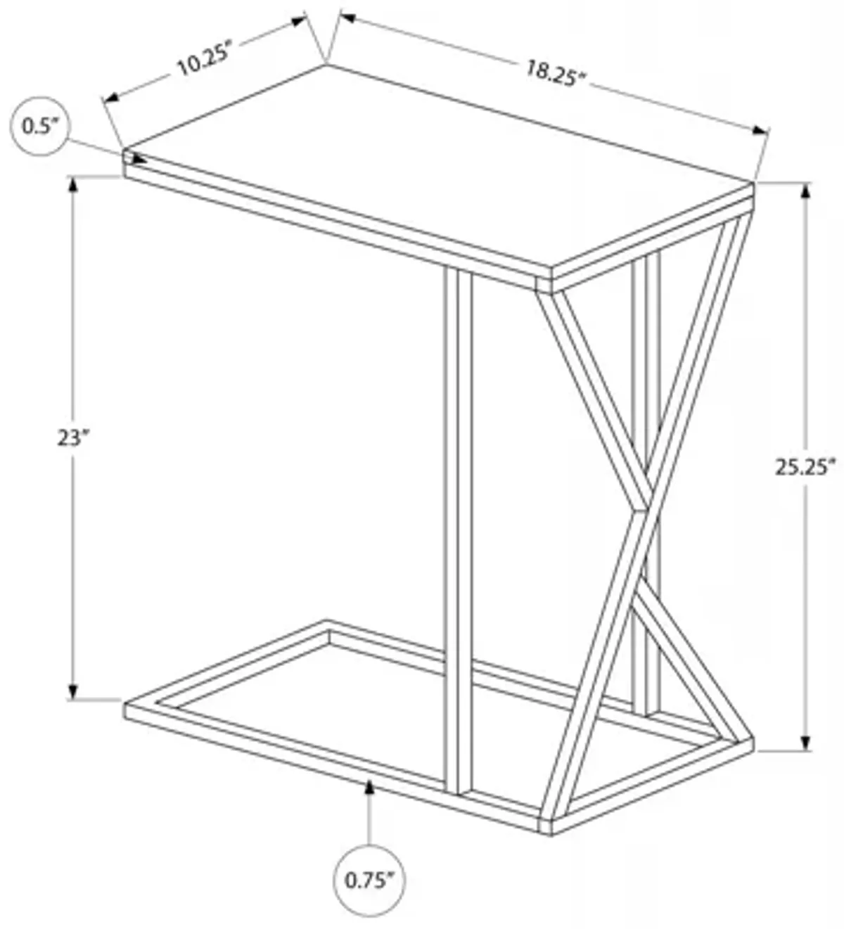 Accent Table - 25"H / Black / Black Metal